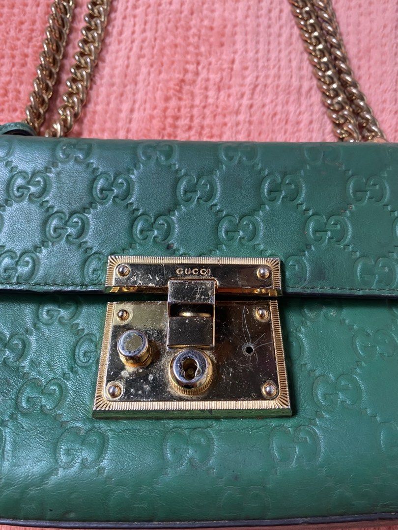 Gucci sling (Category: Cross-body Bags) located in Quezon City. Submitted by yoshitandie (Listing ID 1461665126, Image 2). Description: Gucci sling❗️ -Coded -Issue Missing 1lock but working pa siya’ -The rest almost Good’ bawal sa maselan -Size Small All details posted.