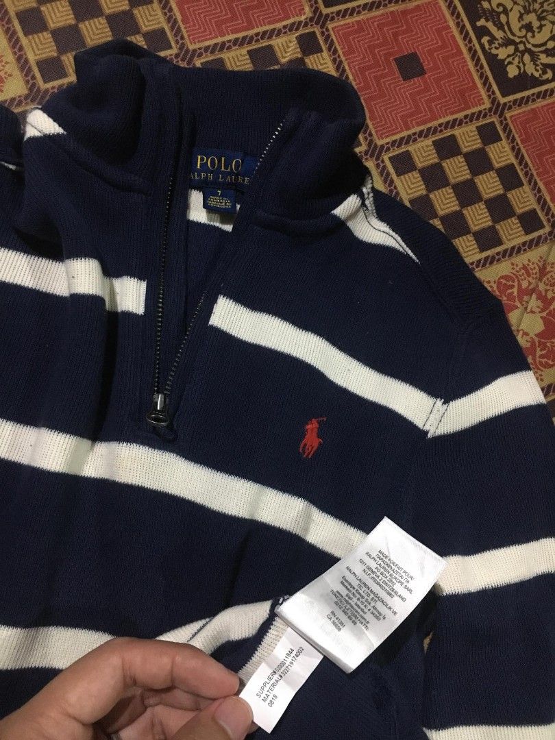 half-zip sweater by Polo Ralph Lauren, (Category: Coats, Jackets and Outerwear) located in Quezon City. Submitted by thriftyzx (Listing ID 1461618024, Image 3). Description: half-zip sweater by Polo Ralph Lauren Size 7 Width: 12 length: 19 Excellent Condition No issue 1500 Freeshipping Location: QC.