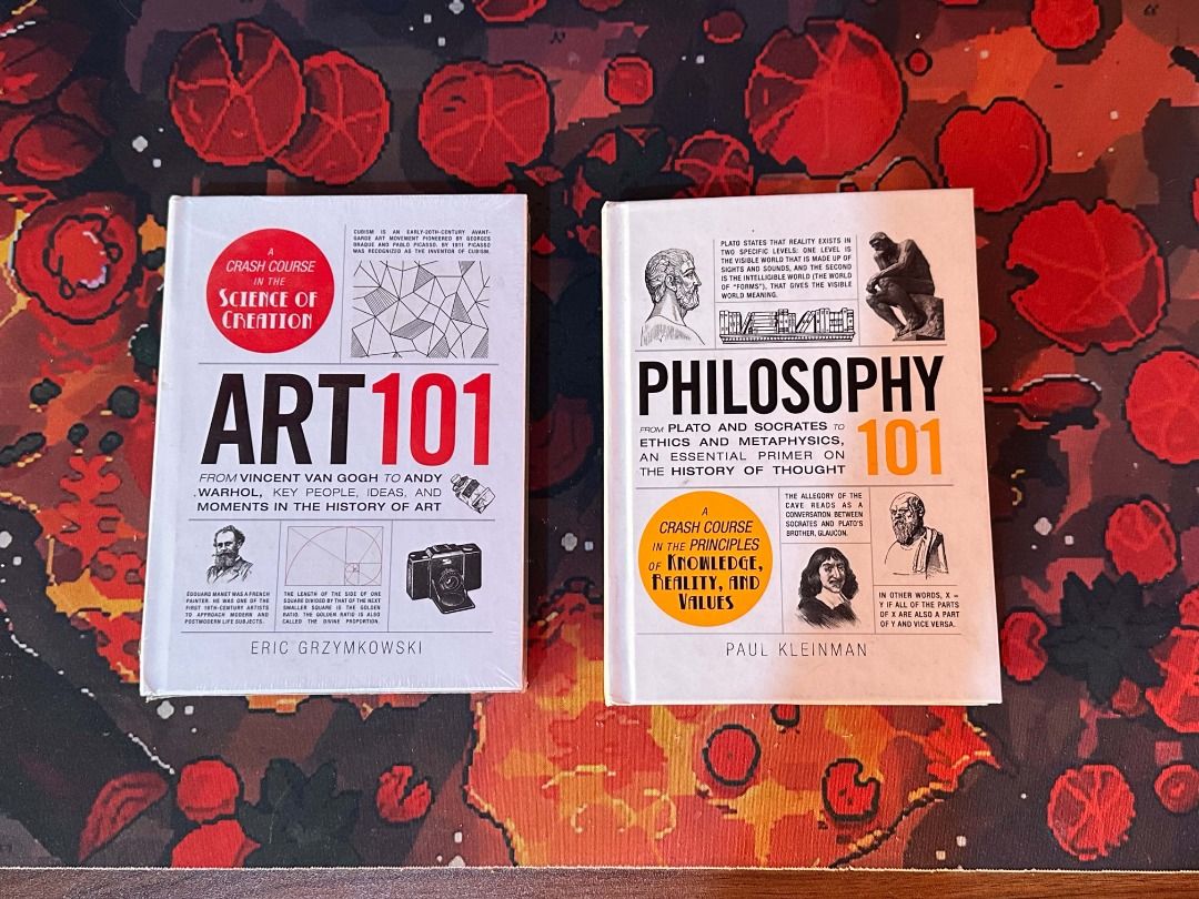 Hardbound Art 101 and Philosophy 101 Books (Category: Storybooks) located in Las Pinas. Submitted by himighandoggo (Listing ID 1461671200, Image 1). Description: Art 101 Php 350 Philosophy 101 Php 300 Set: Php 600 last price - Art101 is mostly sealed, but yung top part ng seal ay butas na slightly - Philosophy101 unsealed - both a bit dusty from storage .