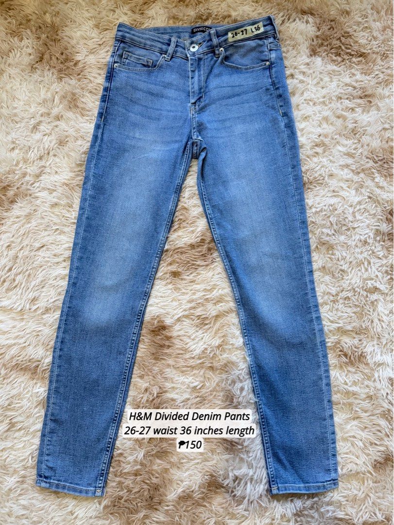 H&M Divided Denim Pants (Category: Jeans) located in Quezon City. Submitted by ronavillezar (Listing ID 1461701580, Image 1). Description: - Brand: H&M Divided - Type: Denim Pants - Size: 26-27 waist - Length: 36 inches - Color: Medium Blue Wash - In good condition.