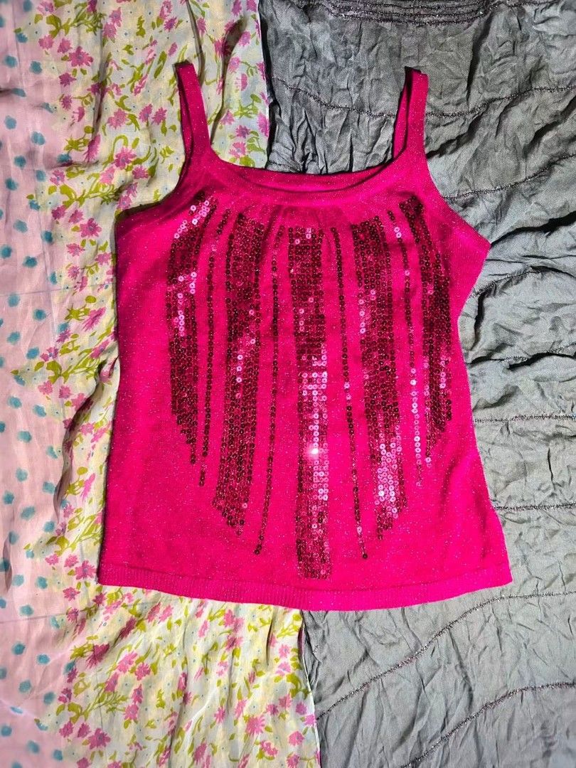 Hot pink sequined tank top (Category: Sets or Coordinates) located in Bulacan. Submitted by timeless_finds (Listing ID 1461707930, Image 1). Description: .