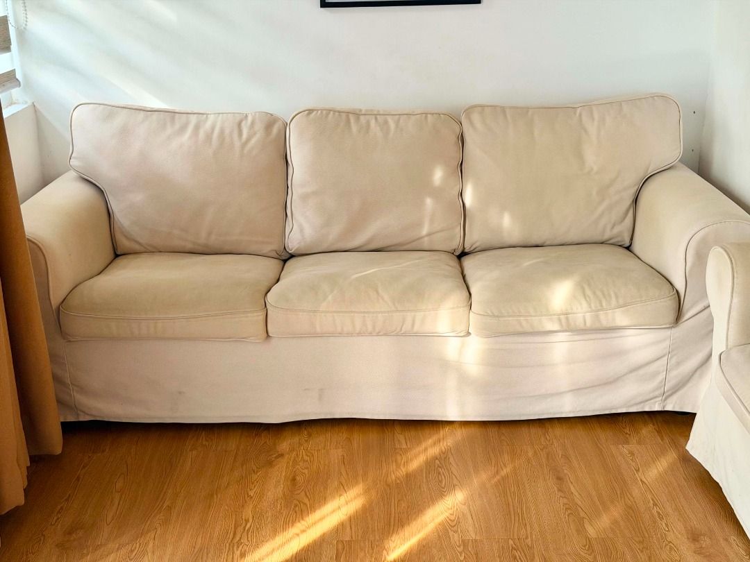 IKEA EKTORP Sofa Set 3-Seater + 1-Seater (Category: Sofas) located in Bacoor. Submitted by shawarmachin3 (Listing ID 1461787679, Image 3). Description: FOR SALE: IKEA EKTORP Sofa Set 🛋️ Selling our IKEA EKTORP 3-Seater + 1-Seater. ✅ Comfortable & sturdy ✅ Classic IKEA design ✅ Clean and well-maintained ✅ Great for living room 💰 Price: ₱25,000 — negotiable 📍 Location: Bacoor, Cavite RFS - getting a bigger sofa 🚚 Buyer is responsible for pickup