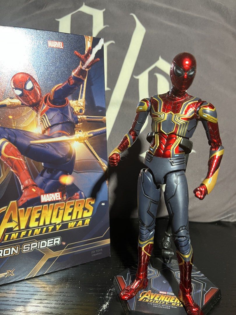 Infinity War Iron spider ZD TOYS (Category: Figurines & Statues) located in Caloocan City. Submitted by kiersantos124-36141 (Listing ID 1461568461, Image 1). Description: ZD TOYS OK CONDITION (displayed only) ISSUE‼️ : yung isang peg ng galamay nya naputol (in the pic) .