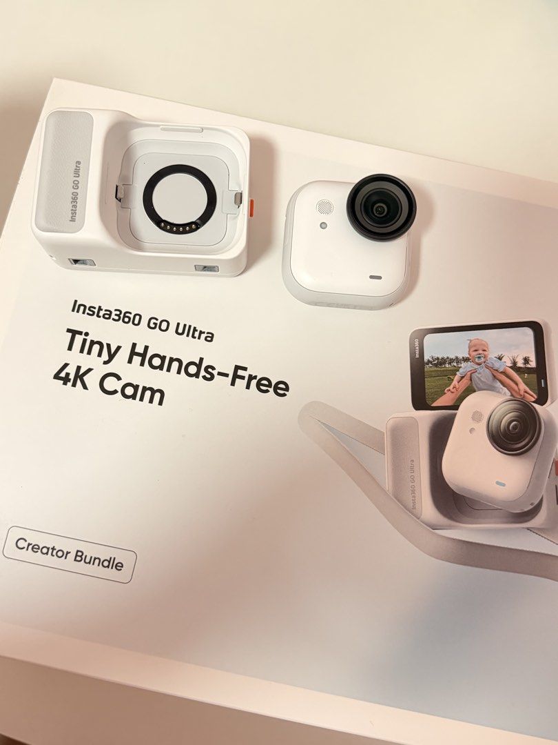 Insta360 GO Ultra Creator Bundle Tiny Hands-Free 4K Cam (Category: Video Cameras) located in San Nicolas. Submitted by pttrcc (Listing ID 1461743391, Image 2). Description: - Insta360 GO Ultra Creator Bundle: Tiny, hands-free 4K camera. - Perfect for vlogs and selfies with its convenient flip screen. - Super compact and portable, take it anywhere! - Water resistant up to 10 meters for worry-free adventures. - Includes: Insta360 GO camera, action 