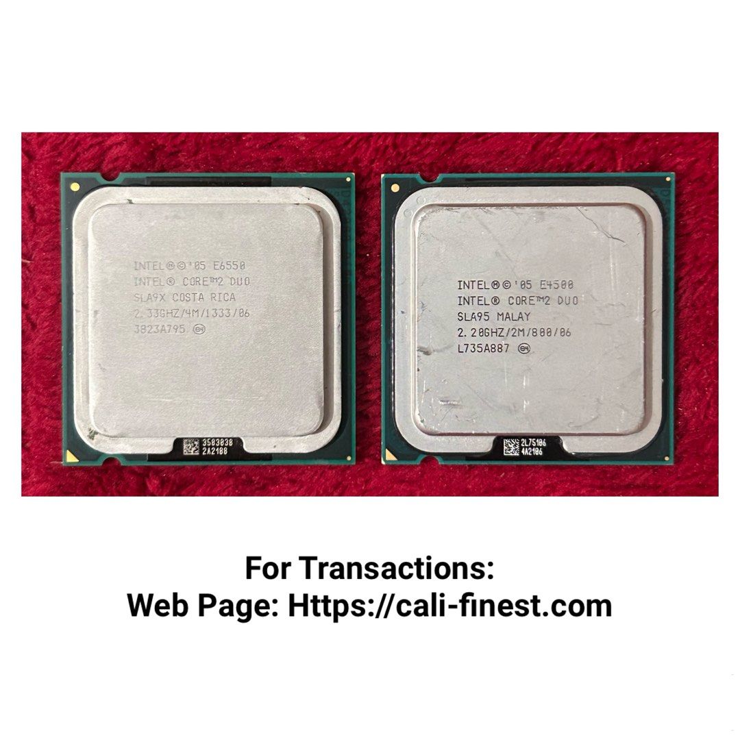 Intel Core 2 Duo Processor (Category: Desktops) located in Pasig City. Submitted by califinestcollectibles (Listing ID 1461650972, Image 1). Description: Intel Core 2 Duo Processor EL#401 2pc on hand - 270 each E4500 E6500 2.20GHZ 2.33 GHZ #Intel #Processor Actual and detailed picture posted Original/Authentic From USA Pick up at one oasis condominium ortigas extension pasig city Or Delivery via Lalamove ,Lbc Cod/Cop Jnt (Payment first basis) THA
