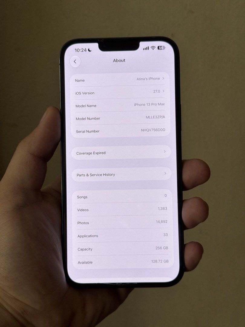 iPhone 13 Pro Max 256GB FU (Category: iPhone 13 Series) located in Manila. Submitted by marco.21 (Listing ID 1461578674, Image 3). Description: iPhone 13 Pro Max 256GB FU ZP/A Sierra Blue 75% Battery Health 98% Smoothness NO REPAIR IF HISTORY! *UNIT AND CASE ONLY! YUNG BOX WALA NA BINAHA KASI HELPING A FRIEND! RFS: magaupgrade daw .
