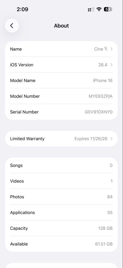 iPhone 16 – 128GB (White) (Category: iPhone 16 Series) located in Angeles City. Submitted by frangelamae (Listing ID 1461677286, Image 1). Description: • Purchased: November 2025 • Battery Health: 93% • Factory Unlocked • Warranty valid until November 26, 2026 • Condition: No scratches, minimal dents (from case), all original parts • Inclusions: Original box only 📍 Location: Angeles City, Pampanga – Meet-up only 🔑 Reason for selling: Need extra