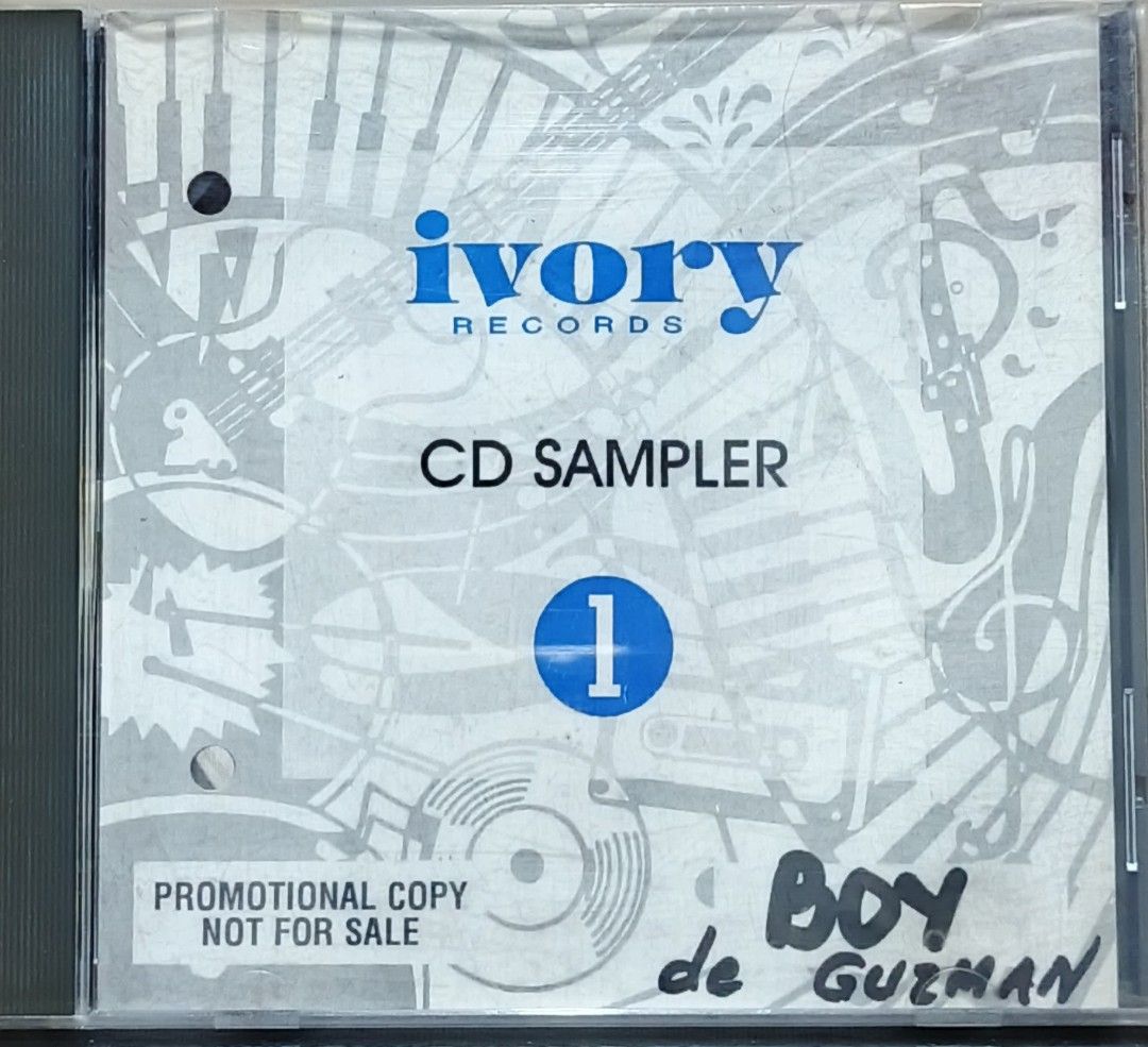 Ivory Records CD Sampler Volume 1 Promotional Copy (Category: CDs & DVDs) located in Manila. Submitted by ruelcabrer77078 (Listing ID 1461771253, Image 1). Description: - Ivory Records CD Sampler Volume 1 - Promotional Copy (Not for Sale) - Features OPM artists: Roselle Nava, Orient Pearl, Wolfgang, and more - Total of 17 tracks - Copyright 1994 - Ideal for collectors of Original Pilipino Music (OPM).