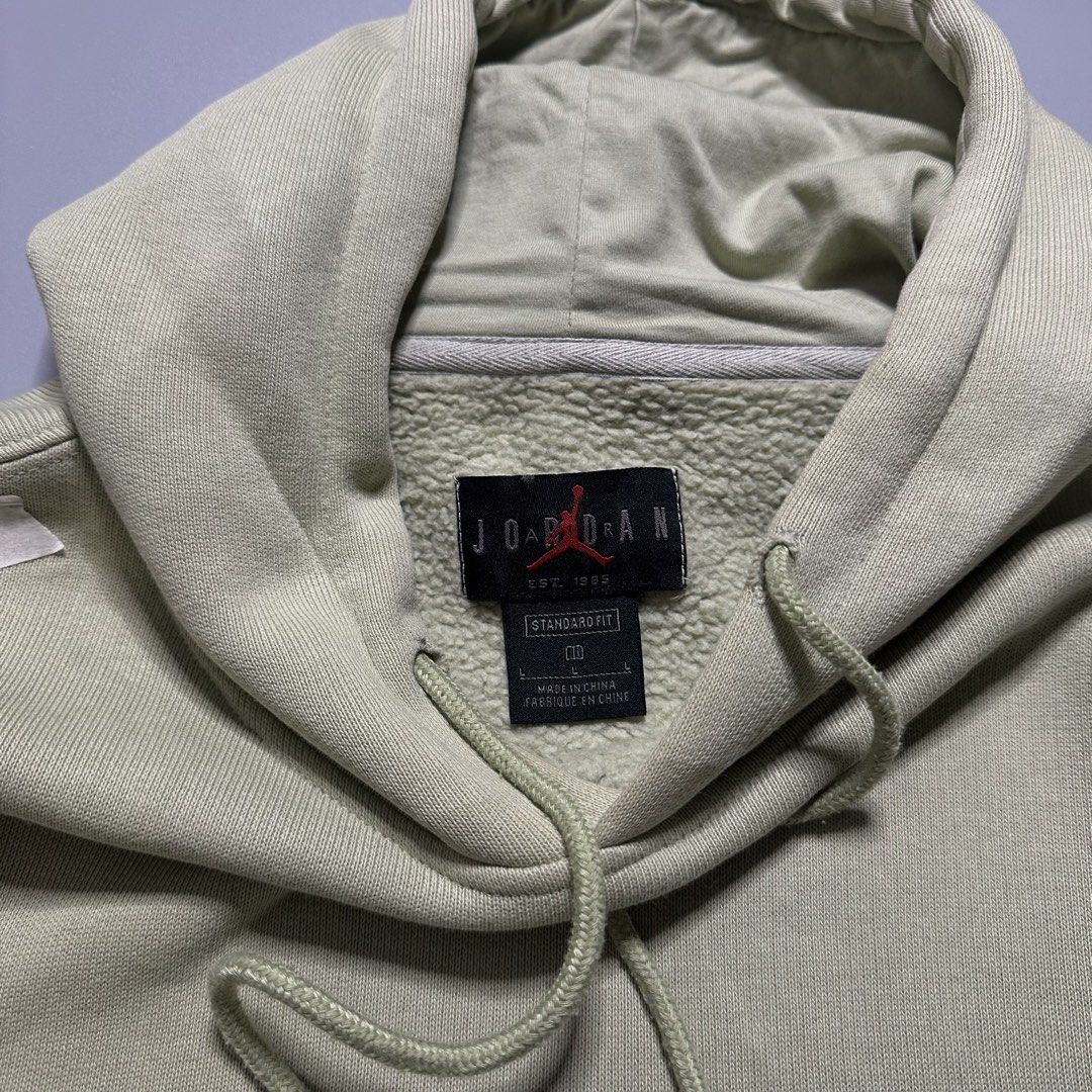 Jordan Flight Essentials Hoodie Jacket (Category: Coats, Jackets and Outerwear) located in Baguio. Submitted by subaitems (Listing ID 1461642546, Image 3). Description: - Light green Jordan hoodie - Classic Jumpman logo on chest - Standard fit, size L - Made in China - Perfect for casual wear.