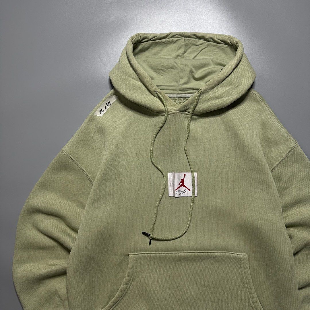 Jordan Flight Essentials Hoodie Jacket (Category: Coats, Jackets and Outerwear) located in Baguio. Submitted by subaitems (Listing ID 1461642546, Image 2). Description: - Light green Jordan hoodie - Classic Jumpman logo on chest - Standard fit, size L - Made in China - Perfect for casual wear.