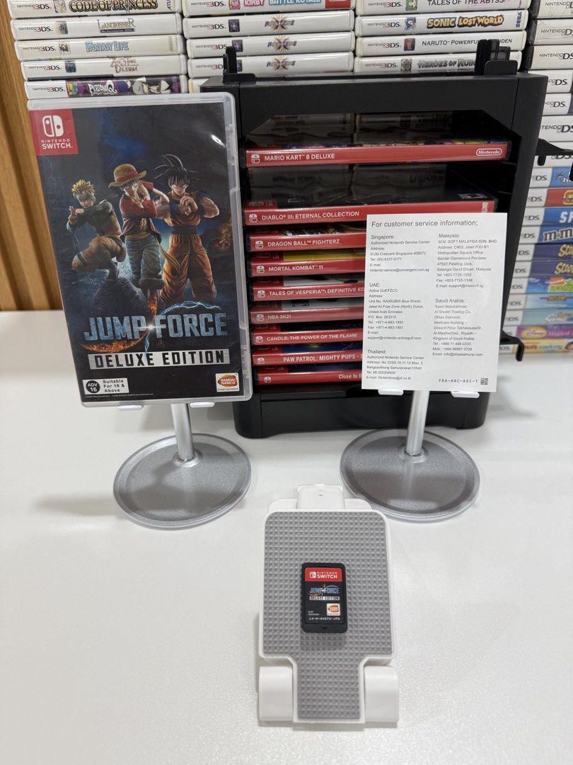 Jump Force [Deluxe Edition] Nintendo Switch game (Category: In-Game Products) located in Baliuag. Submitted by mostlyaboutnintendo (Listing ID 1461759809, Image 1). Description: 📢 COMPLETE IN CASE AND MANUAL ✔️ Authentic ✔️ Mabilis ma-read mismong cartridge ✔️ Guaranteed tested and working ✔️ Will always send tested pics before ship out ✔️ Clean Pins ✔️ JPN Version — Playable in English Jump Force [Deluxe Edition] brings together characters from