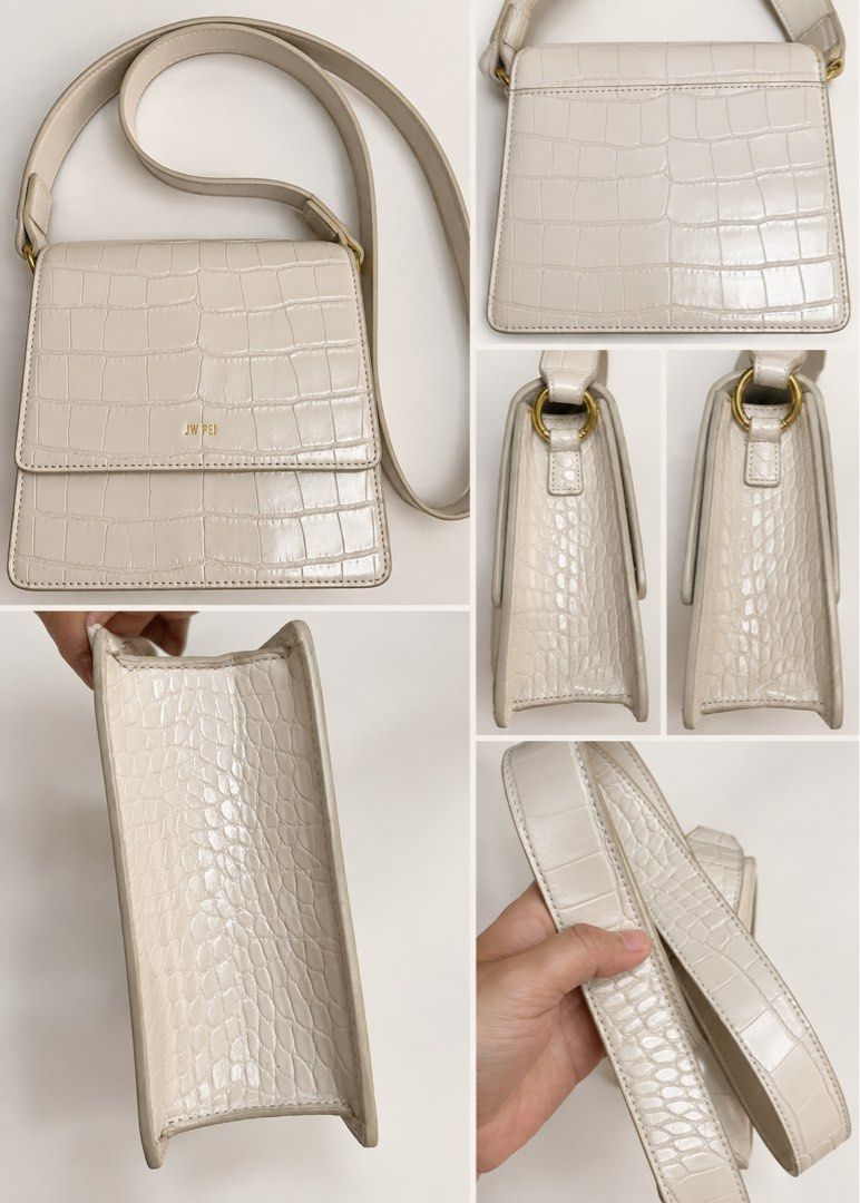 JW Pei Cream Croc Embossed Shoulder Bag (Category: Shoulder Bags) located in Makati City. Submitted by stylehub.mnl (Listing ID 1461569157, Image 2). Description: - Cream colored shoulder bag - Croc embossed texture - Gold hardware details - Adjustable strap - Magnetic closure - Spacious interior for essentials - Versatile for day or night use.