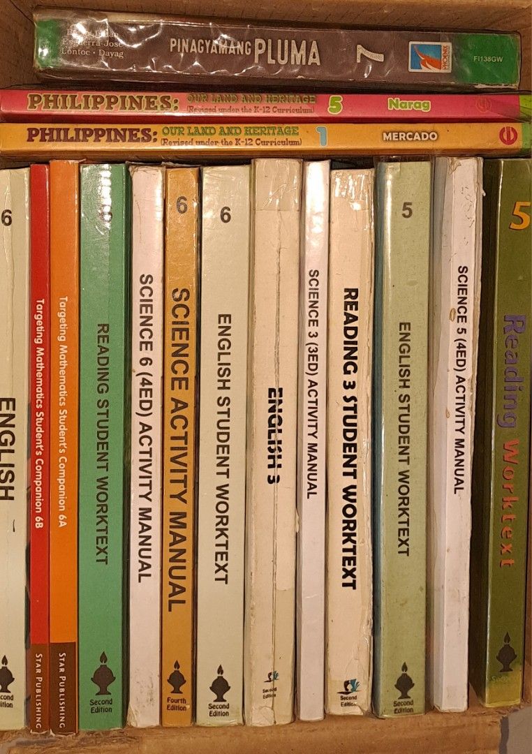 K-12 Curriculum Books: Science, English, Reading, Math (Category: Textbooks) located in Quezon City. Submitted by jogoto50 (Listing ID 1461710725, Image 1). Description: - K-12 Curriculum Books - Subjects: Science, English, Reading, Mathematics - Types: Activity Manuals, Student Worktexts - Editions: Second and Fourth - Ideal for students following the K-12 curriculum - Please check photos for specific titles and editions.