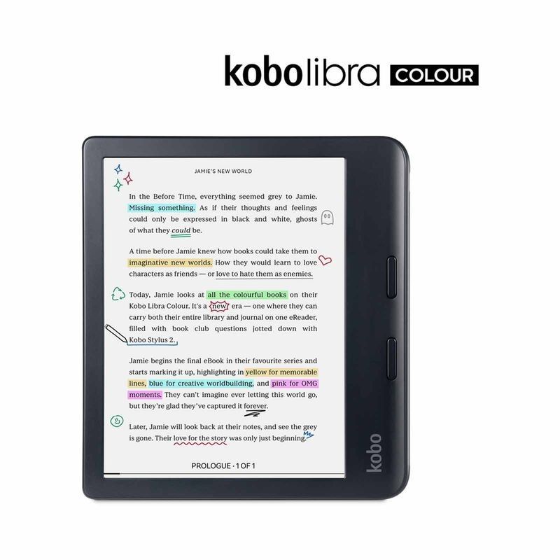 Kobo Libra Colour e-reader (Black) (Category: E-Readers) located in Singapore. Submitted by kungfubear (Listing ID 1461648713, Image 1). Description: - Kobo Libra Colour e-reader - Vibrant colour display - Ideal for reading and note-taking - Lightweight and ergonomic design - Textured back for secure grip - Perfect for avid book readers Features - Carry up to 24,000 eBooks or 150 Kobo Audiobooks with 32GB of storage and enjoy weeks of battery lif