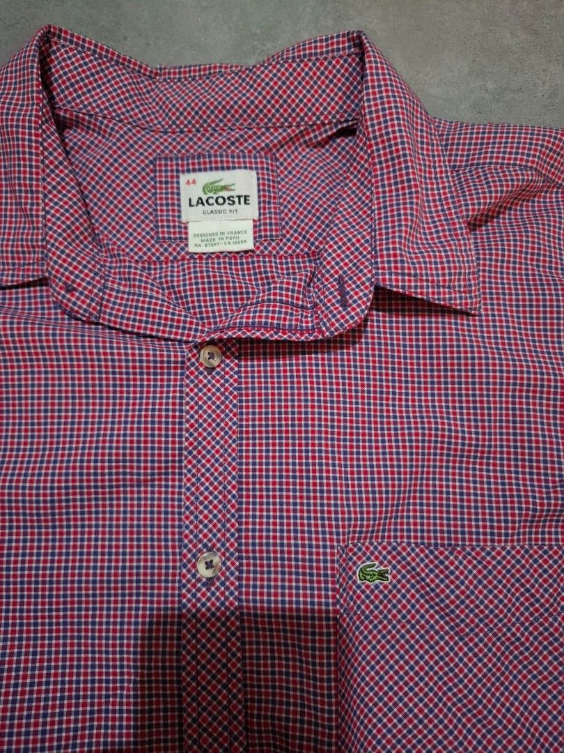 Lacoste Red Casual Button-Down Shirts for Men (Category: Activewear) located in Rizal. Submitted by marcothrifts (Listing ID 1461675093, Image 3). Description: Lacoste Red Casual Button-Down Shirts for Men Size 44 Width: 24 Length: 28 Color rate: 9.9/10 Excellent Condition No issue.