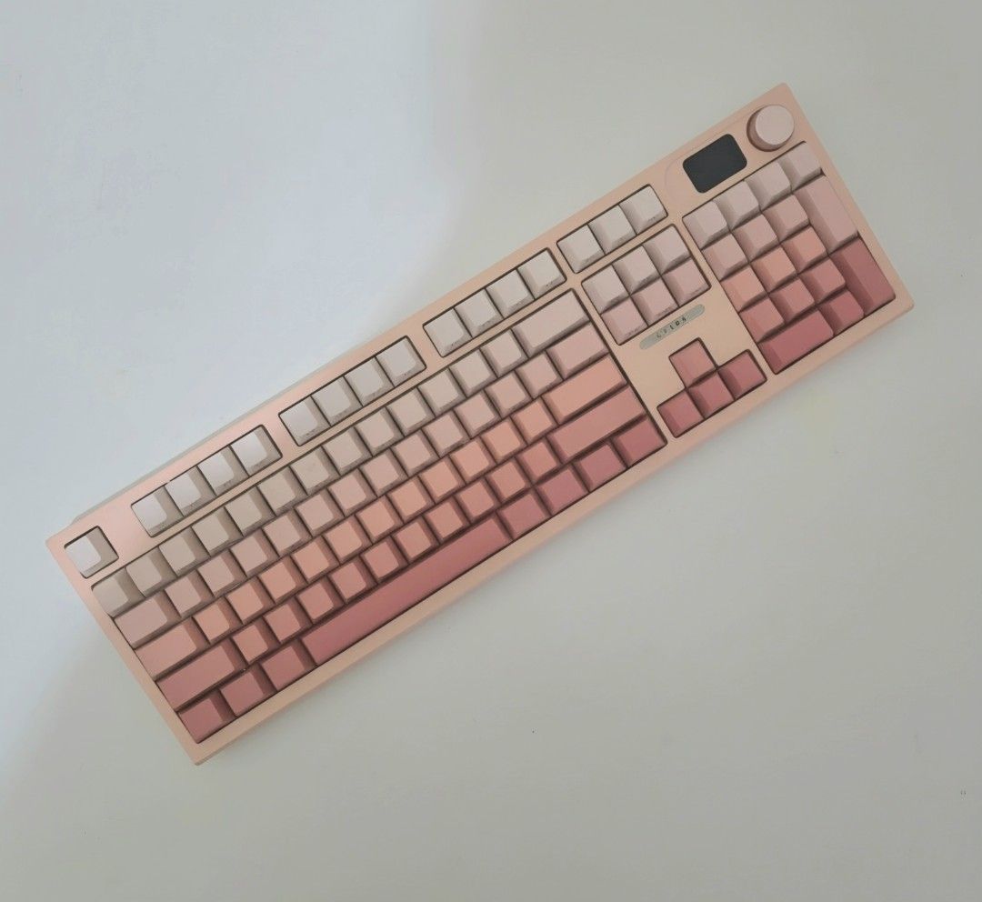 Langtu LT104 Gradient Pink Mechanical Keyboard (Category: Computer Keyboard) located in Pasig City. Submitted by sahiiicart_ (Listing ID 1461598597, Image 1). Description: 𓏸 Langtu LT104 Gradient Pink Mechanical Keyboard ⤷ Php 1,500 ⤷ good condition ⤷ connection mode: wired, wireless, bluetooth ⤷ can customize gif on the upper right screen ⤷ mop: gcash/maya ⤷ mod: sdd, j&t, ggx 📍 Pasig City.