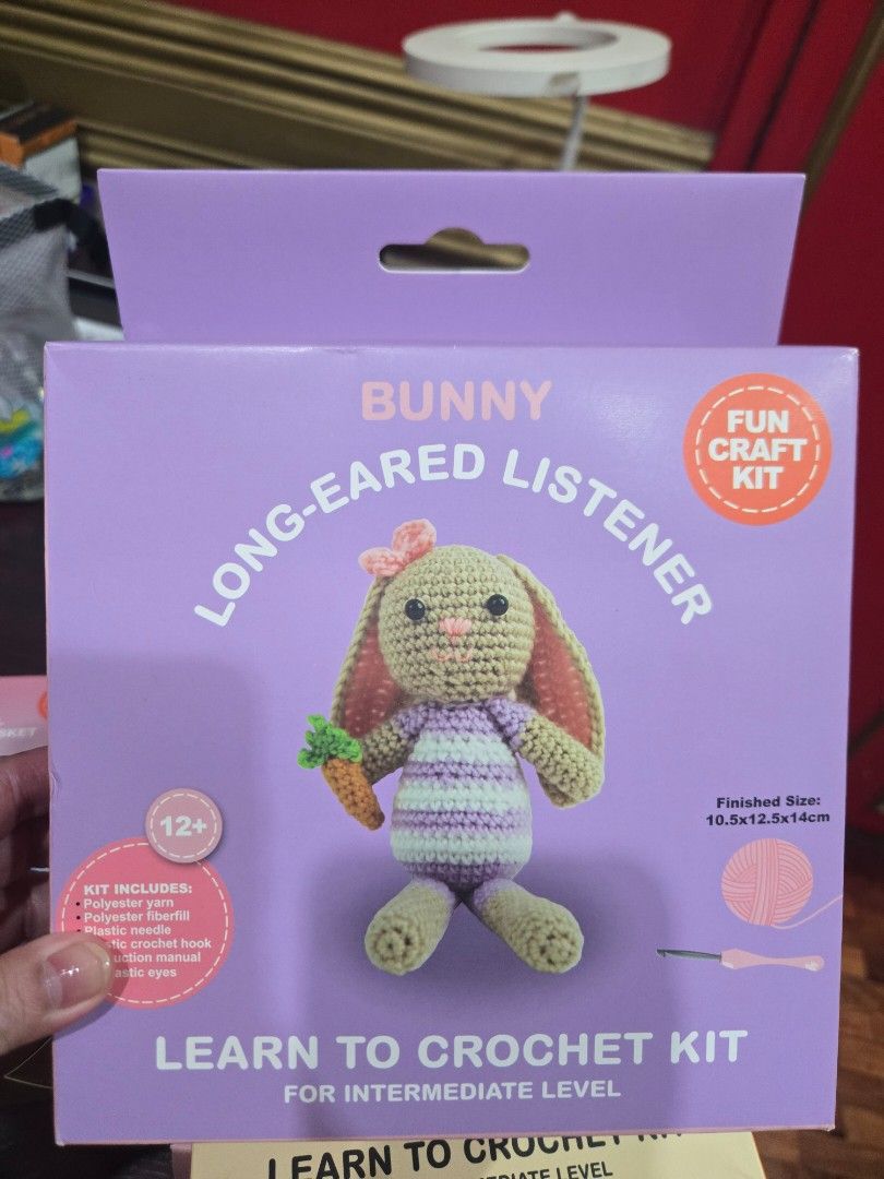 Learn to Crochet Kit - Intermediate Level - Fun Craft Kits (Category: Handmade Craft) located in Quezon City. Submitted by mello_letgoes (Listing ID 1461713859, Image 1). Description: - Fun craft kits for intermediate crocheters - Choose from bunny, lamb, llama, or flower basket designs - All-inclusive kit: polyester yarn, plastic crochet hook, plastic needle, fiberfill, and plastic eyes - Perfect for learning a new skill and creating cute handma
