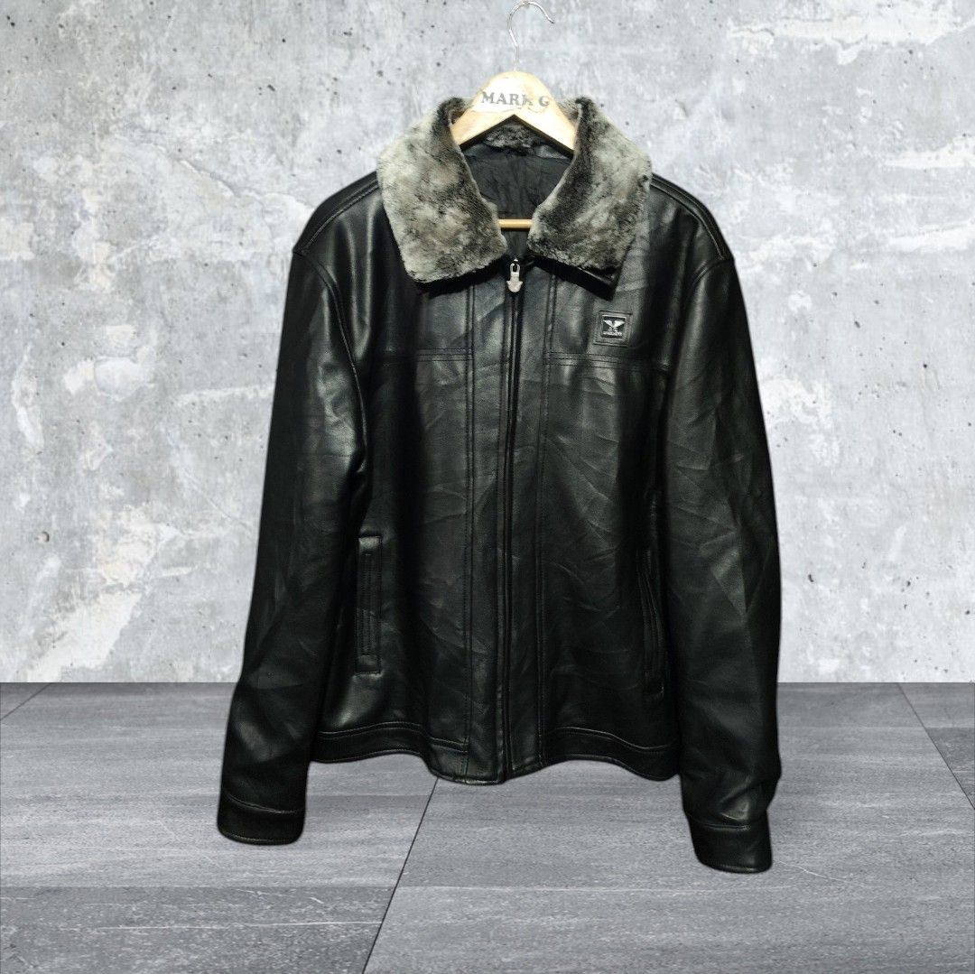 Leather jacket (Category: Coats, Jackets and Outerwear) located in Santa Cruz. Submitted by mark_grimaldo (Listing ID 1461718601, Image 1). Description: AC Dimilano men's Black Faux Leather Jacket ✅Size: L/XL ( 22 x 26 ) ✅P 1,500 ✅Excellent condition 🚫Issue: Damage sa sleeve part sa loob kaya di kita need repair Laguna Area DM📩📩.
