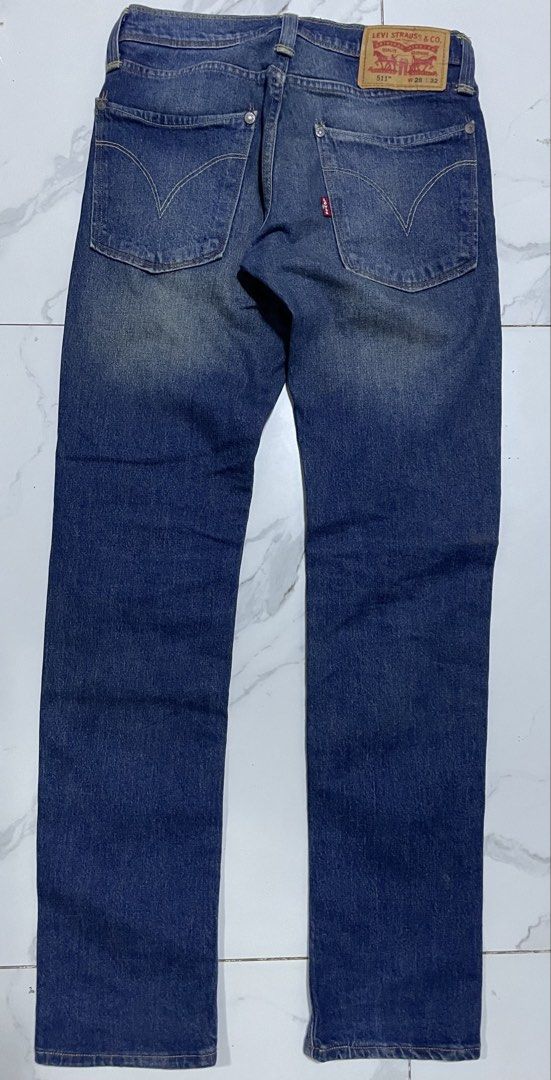 Levi's 511 Slim Fit Jeans (Category: Jeans) located in General Santos City (Dadiangas). Submitted by angelahlim122001 (Listing ID 1461675911, Image 3). Description: - Levi's 511 Slim Fit Jeans Waist 28-29 Length 39 Hips 17 Thigh 9 Leg Hole 6.5 - Color: Classic blue wash with subtle fading - Closure: Button fly - Features: Signature stitching on back pockets - Condition: Great for everyday wear, ready for a new home.