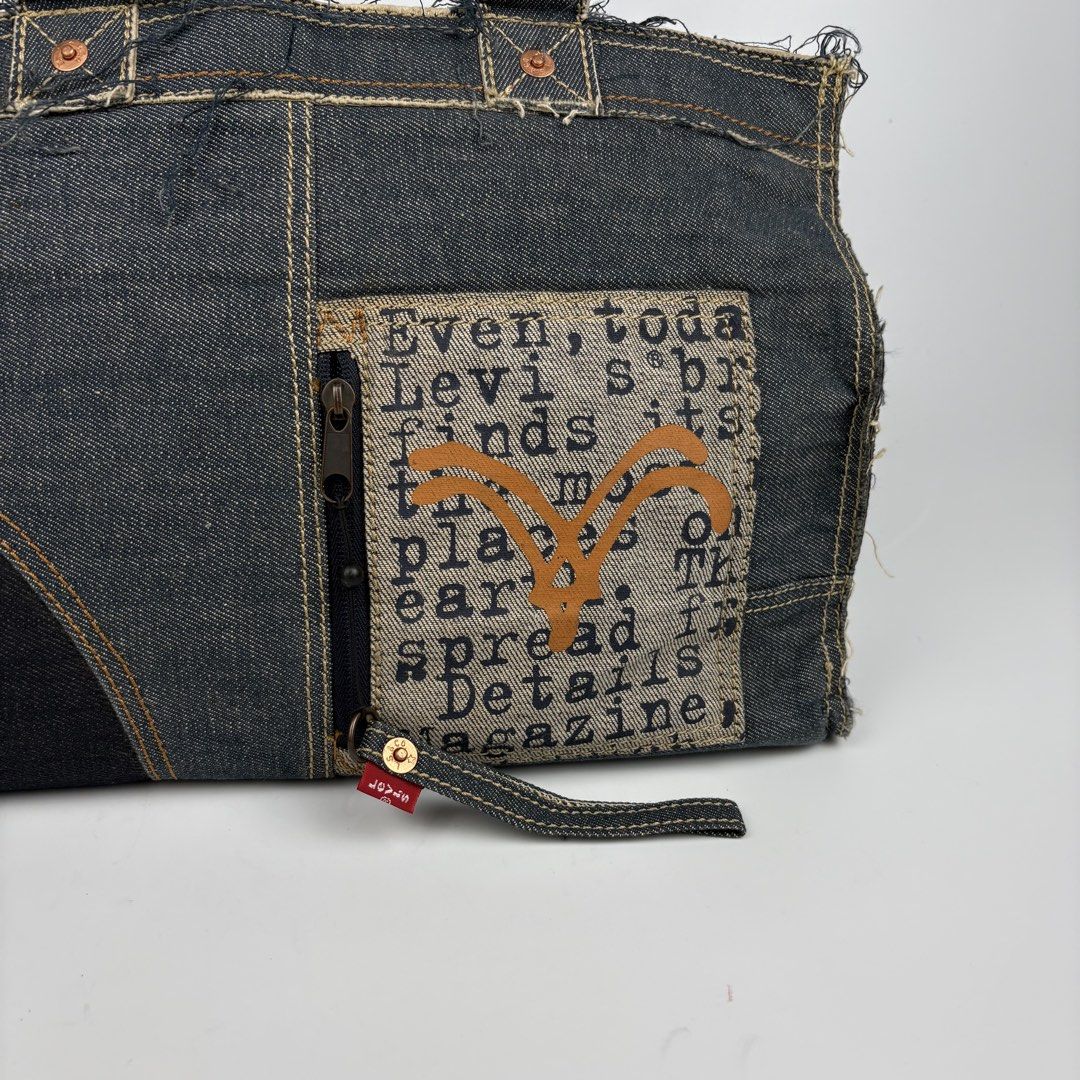 Levis Distressed Denim Tote Bag (Category: Belt bags, Clutches and Pouches) located in Bacolod City. Submitted by caast.archives (Listing ID 1461730650, Image 2). Description: Levis Distressed Denim Tote Bag Authentic Size: Medium Condition: Excellent Flaw: None.