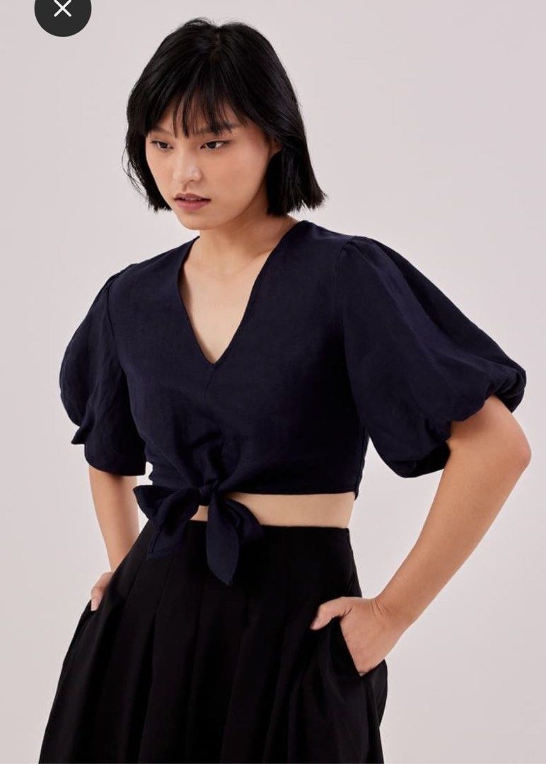 Love Bonito Jaelyn Linen Front Tie Top (Category: Others Tops) located in Manaoag. Submitted by dressupdear (Listing ID 1461687286, Image 1). Description: Large on tag Back Zipper It's my mom's. She used it once..