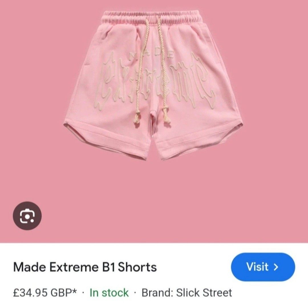Made Extreme Shorts Pink (Category: Shorts) located in Manila. Submitted by PrinceDani.Clothing (Listing ID 1461636854, Image 1). Description: made extreme pink shorts Size 26-32in waist 18in length issue: yellow stain in one hem excellent condition .