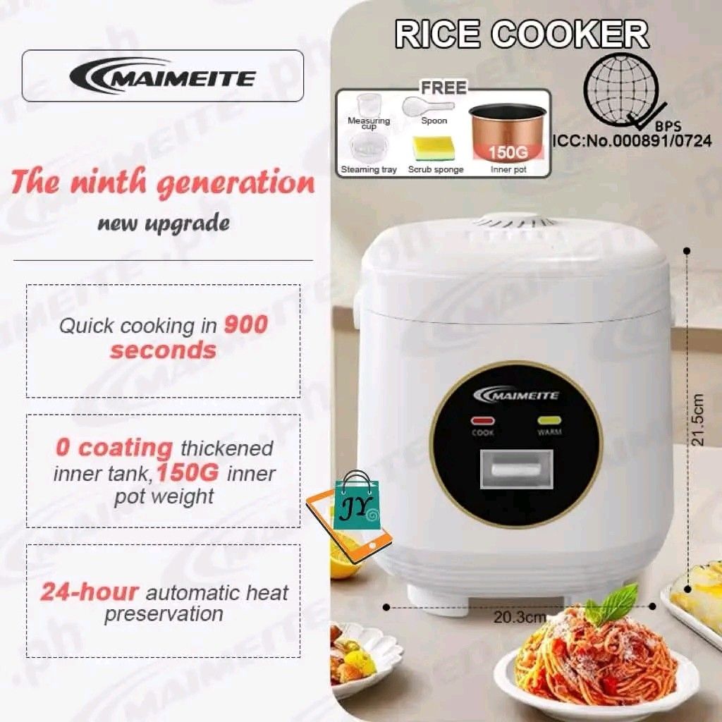 MAIMEITE 2L Mini Rice Cooker - 9th Gen Upgrade (Category: Cookers) located in Manila. Submitted by marvieobordo (Listing ID 1461583144, Image 1). Description: - MAIMEITE 2L Mini Rice Cooker (9th Generation Upgrade) - Cooks rice in just 900 seconds (fast cooking!) - 150G inner pot with durable, non-stick, no-coating surface - 24-hour automatic heat preservation function - Ideal for 1-4 people - Simple one-click operation, non-sticky results - Come