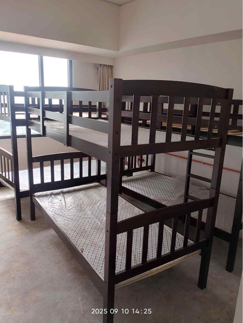 Malaysian Wood Double deck with Mattresses (Category: Bed Frames & Mattresses) located in Manila. Submitted by miriamnicd51467 (Listing ID 1461691207, Image 3). Description: Available 22pcs‼️ Malaysian Wood Double Deck‼️ with Hard Mattress 36x75 5k‼️ Loc: Taguig.