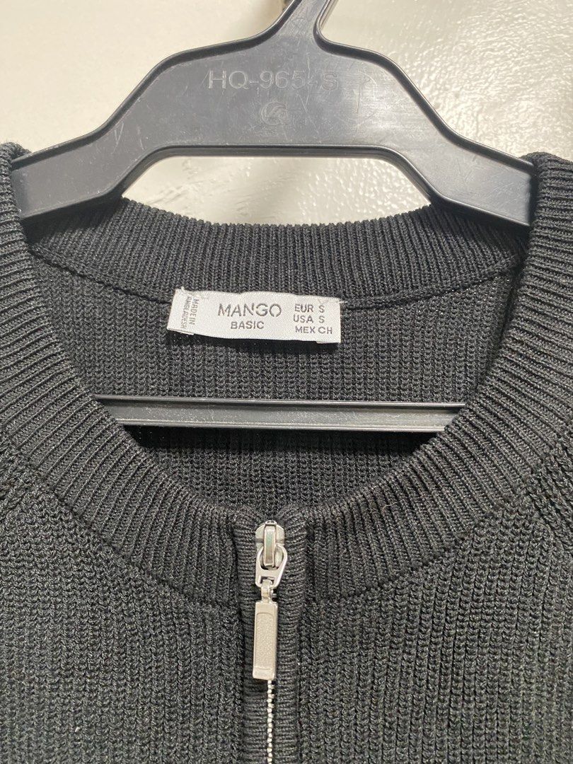 Mango Black Knit Zip-Up Vest Size S (Category: Sleeveless) located in Cavite. Submitted by yc.shoppemnl (Listing ID 1461601249, Image 2). Description: - Brand: Mango - Color: Black - Type: Knit Vest - Design: Sleeveless, full zip-up front - Texture: Ribbed - Size: S - Style: Great for layering -once lang nagamit.
