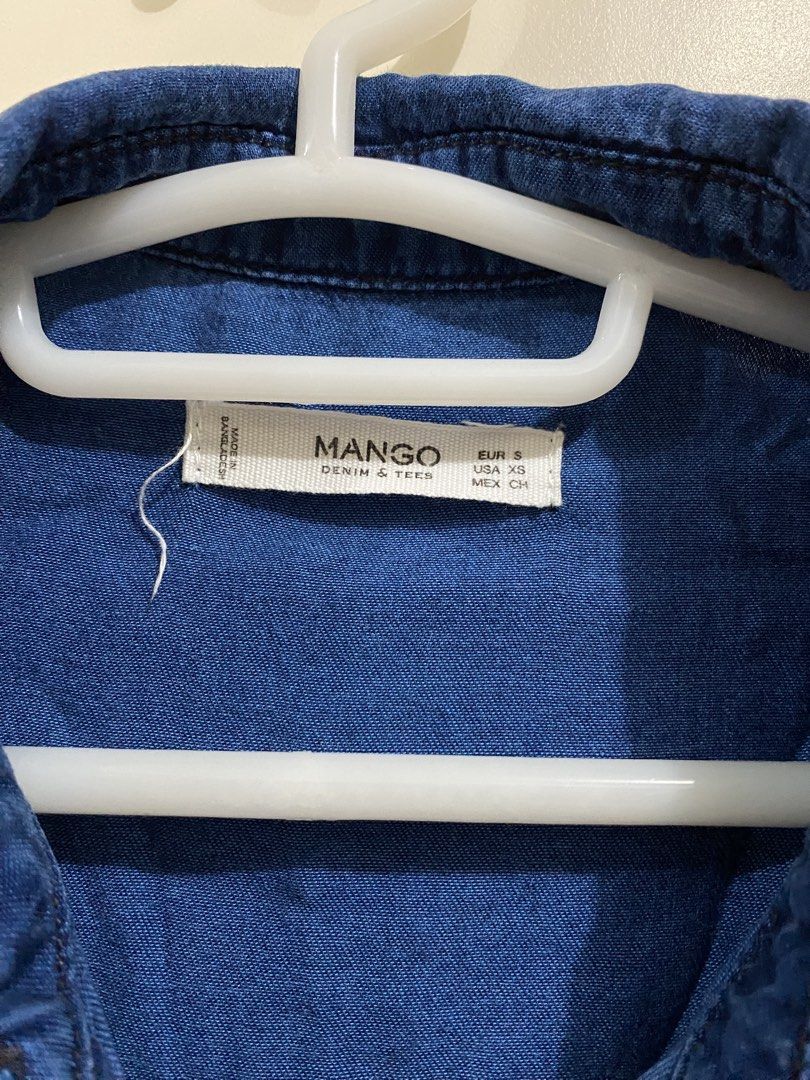 Mango Denim & Tees Blue Cropped Button-Up Shirt (Category: Shirts) located in Taguig. Submitted by maly01_ (Listing ID 1461567226, Image 3). Description: dm for inquiries :).