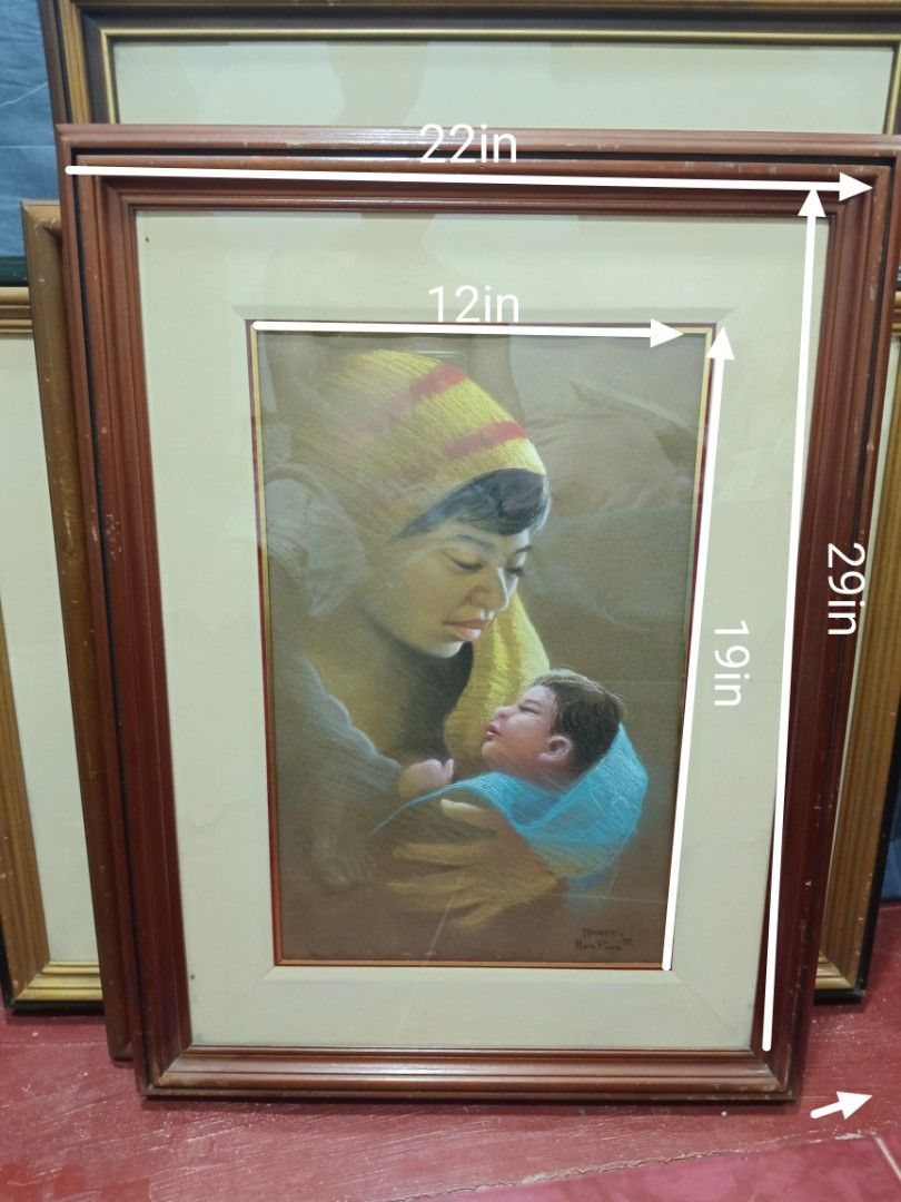 Mario Panis Artwork (Category: Art & Prints) located in Manila. Submitted by gieboy65 (Listing ID 1461796798, Image 2). Description: Mother and Child 1997 Signed by the Artist Framed with Glass See Photos for References Brgy Rizal Makati/ Taguig MOP Gcash or Cash upon pick up.