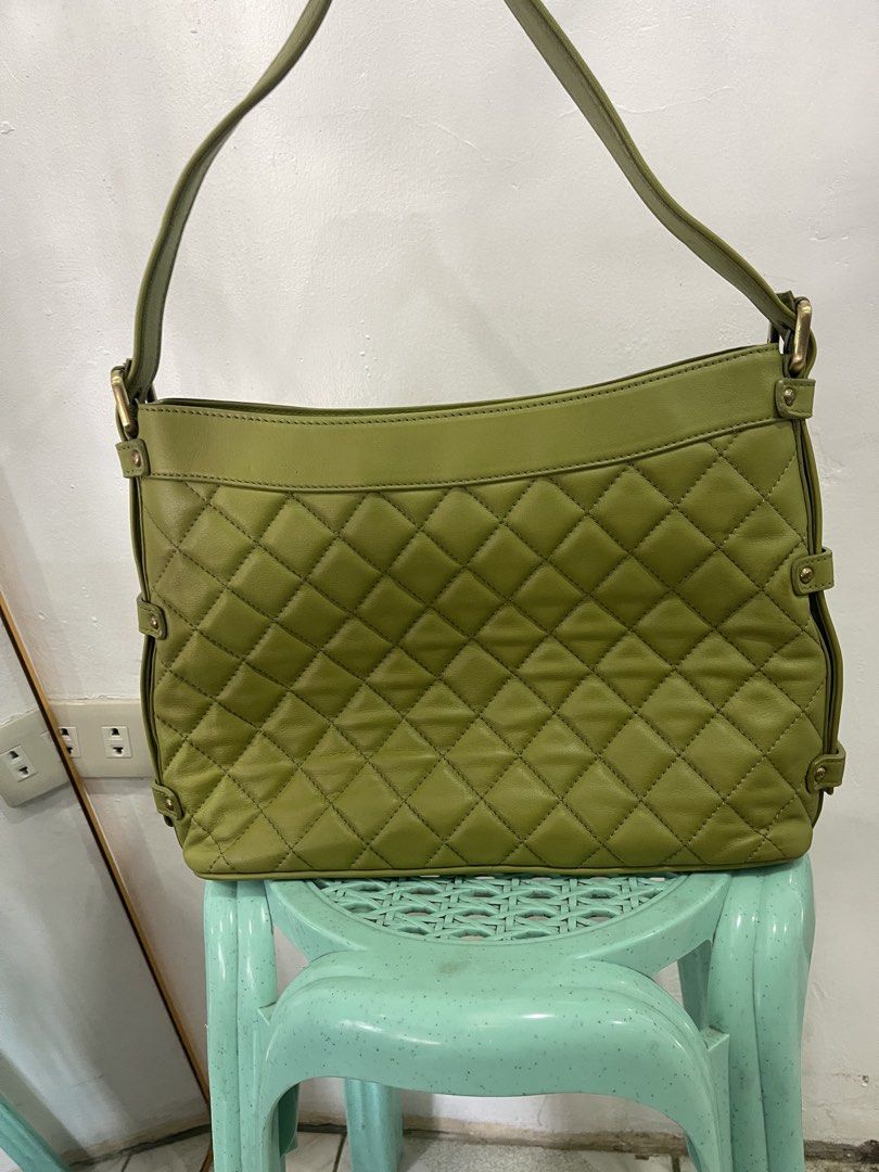 MCM Green Quilted Leather Shoulder Bag (Category: Luxury Bags & Wallets) located in Manila. Submitted by john_robert00 (Listing ID 1461635469, Image 2). Description: MCM Green Quilted Leather Shoulder Bag Pm details.