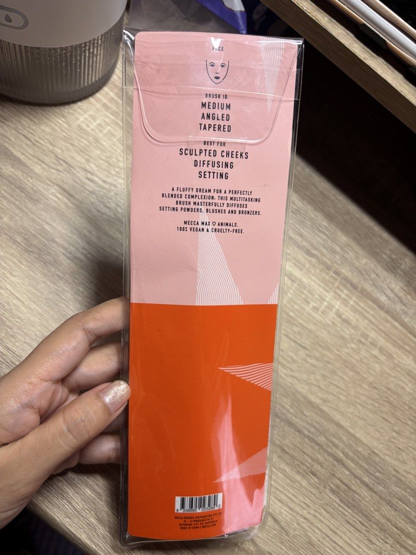 MECCA MAX Angled Diffusing Brush (Category: Makeup) located in Davao. Submitted by mielle_888 (Listing ID 1461605641, Image 3). Description: ‼️Brand new ‼️ - MECCA MAX Angled Diffusing Brush (Brush ID: 10) - Medium, angled, tapered shape - Perfect for sculpted cheeks - Ideal for diffusing and setting makeup - Great for blending powders, blushes, and bronzers - 100% vegan and cruelty-free.