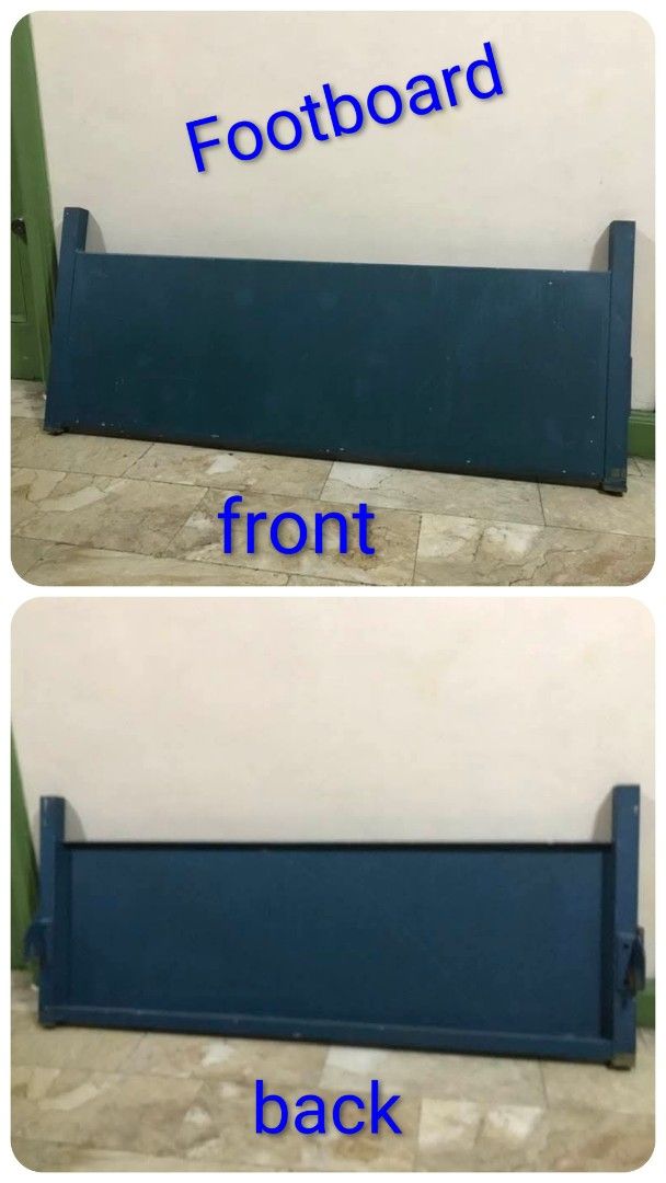 Metal Bed w/ Headboard, Footboard and Base (Category: Bed Frames & Mattresses) located in Pasig City. Submitted by kuhkuh (Listing ID 1461734982, Image 3). Description: Metal Bed Steel Frame with Headboard & Footboard Heavy duty, sturdy Easy assembling & dismantling Bed base dimension: Length> 75-inches Width> 47.5-inches - Includes headboard, footboard, and bed base - Attractive dark blue color💙.