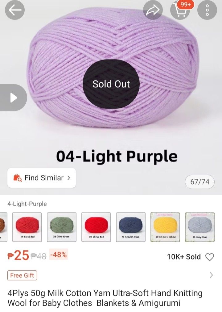 Milk Cotton Yarn (Category: Craft Supplies & Tools) located in Manila. Submitted by alayassulittipidfinds (Listing ID 1461693049, Image 3). Description: limited stocks.