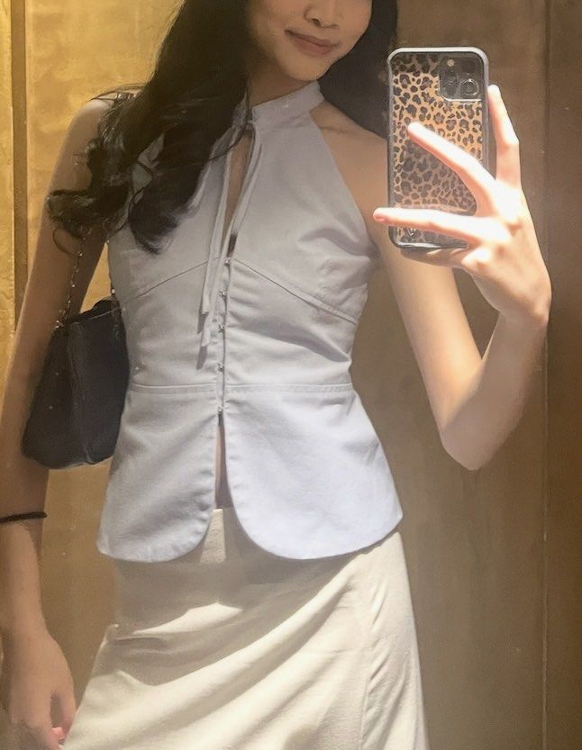 Miu the Label Sol Top in Blue (Category: Sleeveless) located in Valenzuela. Submitted by mkylmndz (Listing ID 1461583230, Image 2). Description: - size xs - very flattering! - like new worn thrice.