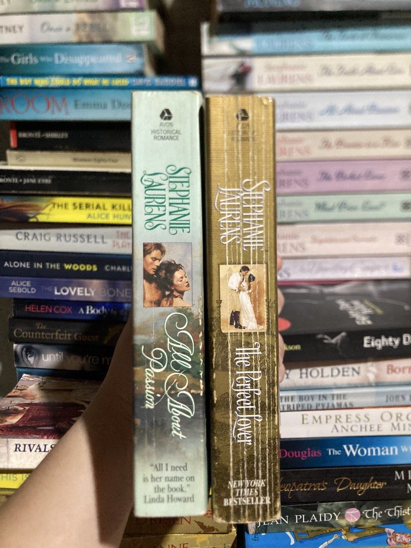MMPB romance bundle by Stephanie Laurens (Category: Storybooks) located in Manila. Submitted by kreserie (Listing ID 1461772341, Image 2). Description: ୨୧ ˚₊‧ NEW ARRIVAL! ‧₊˚ ୨୧ - Two Stephanie Laurens historical romance novels - Titles: 'All About Passion' and 'The Perfect Lover' - Both are New York Times Bestsellers - Sold as a set - Great for fans of historical romance 🌷 Condition: Good — minimal usage 🖊️ Purchase basis: First come, first s