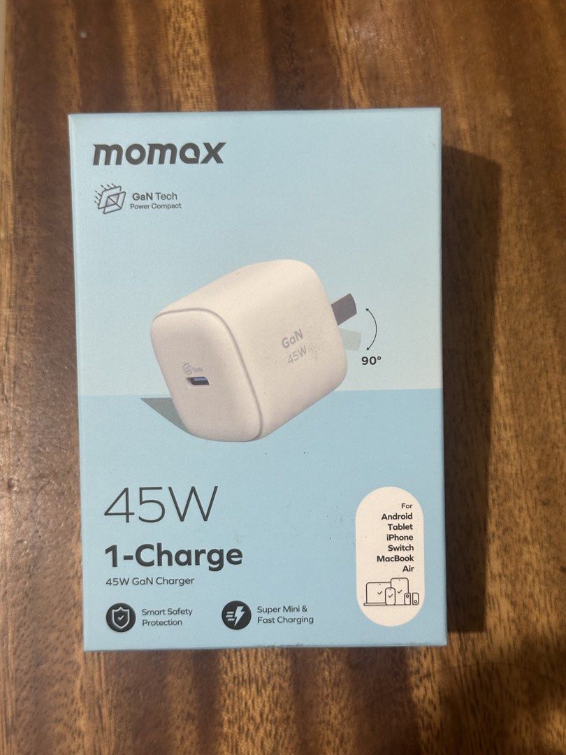 Momax 45W Charger (Category: Chargers) located in Quezon City. Submitted by Tootsie (Listing ID 1461650636, Image 1). Description: Brand new from Beyond the Box Selling it for ₱850 Shipping from QC. Shipping fee to be shouldered by buyer Meet up - Trinoma/ SM North .