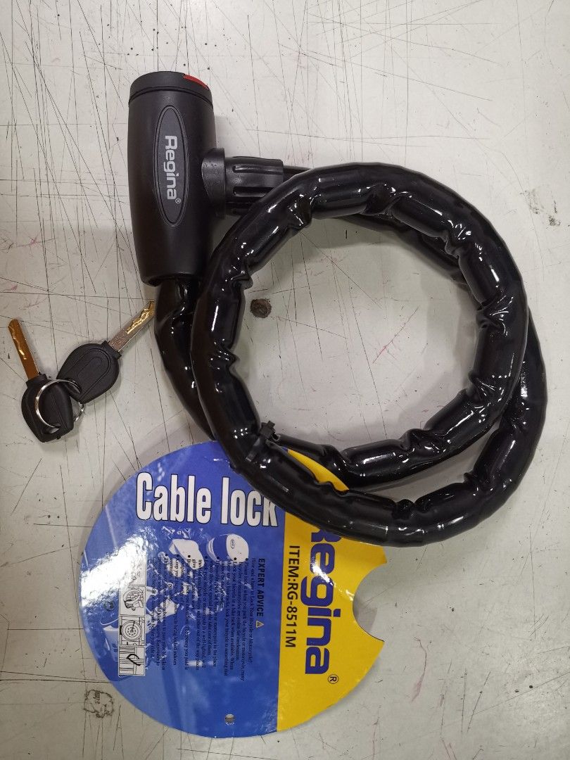 Motor/bike cable locks (Category: Locks, Doors & Gates) located in Malabon City. Submitted by mrsuabae (Listing ID 1461574702, Image 1). Description: Heavy duty motorcycles and bike cable locks (Regina brand).