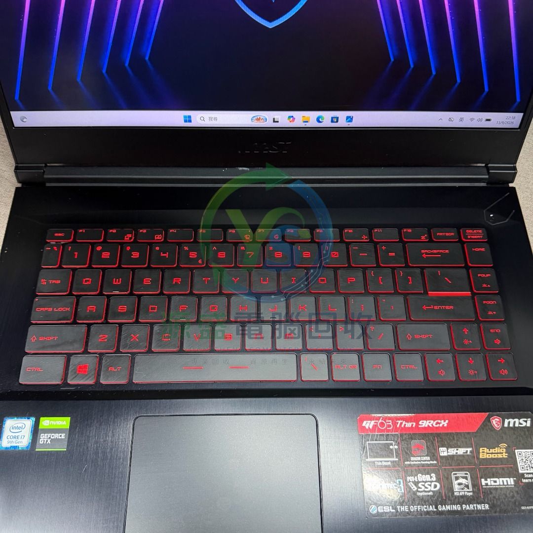 MSI GF63 電競手提電腦｜i7-9750H｜16GB RAM｜512GB SSD｜GTX 1050 Ti # Laptop / 手提電腦 / 筆記本 / Notebook / 二手電腦 / 二手手提電腦 / 筆記本電腦 / 電競筆電 / 高效能筆電 / MSI筆電 / Gaming （分類：手提電腦）位於 Hong Kong。 由 yuansheng_computer_recycling 提交（商品編號 1461776841，圖片 2）。簡介： 🎮 MSI GF63 Gaming Laptop 電競手提電腦 機身輕薄，配備 Intel i7 六核心處理器及 NVIDIA GTX 1050 Ti 獨立顯示卡，適合日常工作、上網、睇片、文書以及一般電競遊戲使用。 📋 詳細配置 * 型號：MSI GF63 * CPU：Intel Core i7-9750H * RAM：16GB DDR4 * SSD：512GB * 顯示卡：NVIDIA GeForce GTX 1050 Ti * 螢