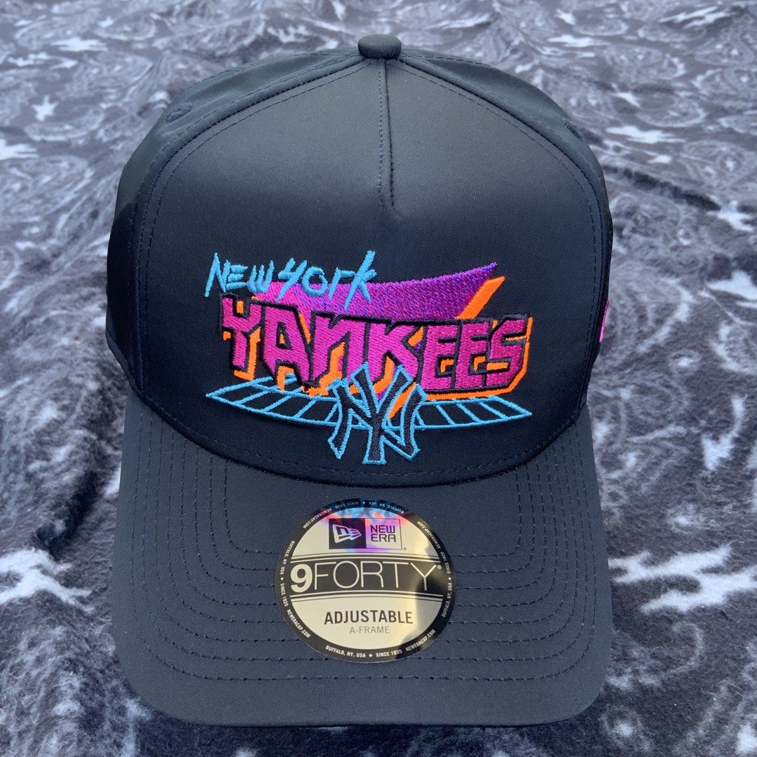New York Yankees 'Retro Arcade 9FORTY A-Frame Snapback - 100% Polyester (Category: Caps & Hats) located in Pasig City. Submitted by chris212416 (Listing ID 1461678349, Image 1). Description: - Brand New Black New Era 9FORTY Cap - Features iconic New York Yankees logo with a retro neon design - Adjustable strap for a comfortable, custom fit - Official New York Yankees and New Era branding - A must-have for any dedicated Yankees supporter.