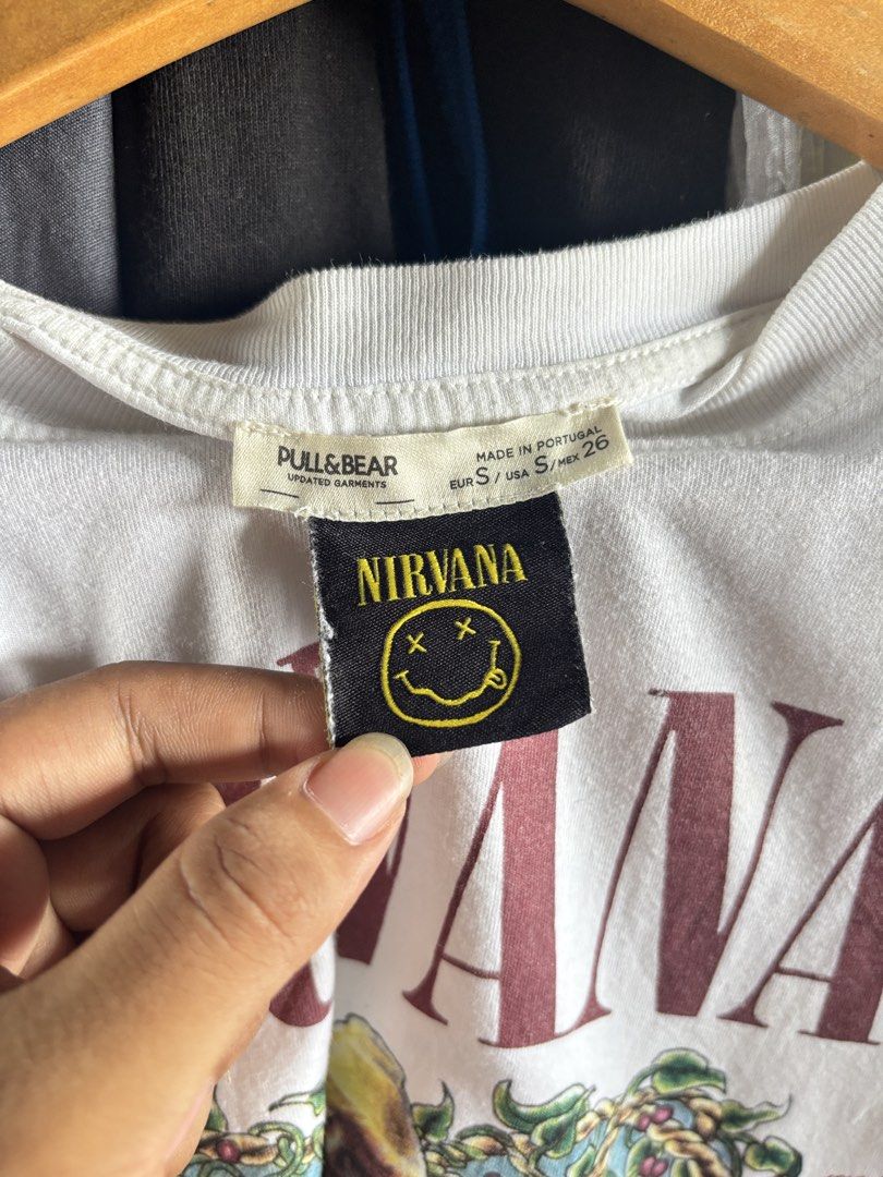 Nirvana X Pull&Bear Shirt (Category: Tshirts & Polo Shirts ) located in Taguig. Submitted by nardselect (Listing ID 1461572579, Image 3). Description: Nirvana X Pull&Bear Shirt Tag Size: Small Width: 20 Length: 25 Condition: Good Flaws: Need wash .