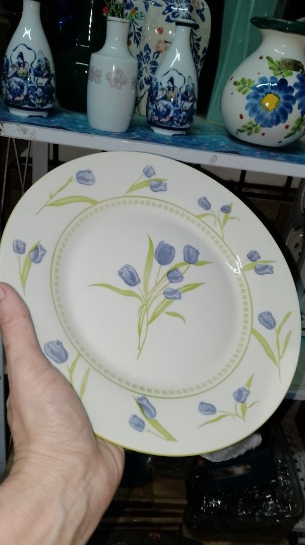 Noritake Colonial China 2101 Dinner Plates Set (Category: Dinnerware & Cutlery) located in San Pablo. Submitted by elijasam (Listing ID 1461788266, Image 2). Description: - Set of Noritake Colonial China 2101 dinner plates - Size: 9.5"inches - Design: purple tulip floral pattern with a green border - Condition: Individually wrapped in protective plastic - Ideal for: Everyday use or special occasions - Selling as a set ₱700.00 only.