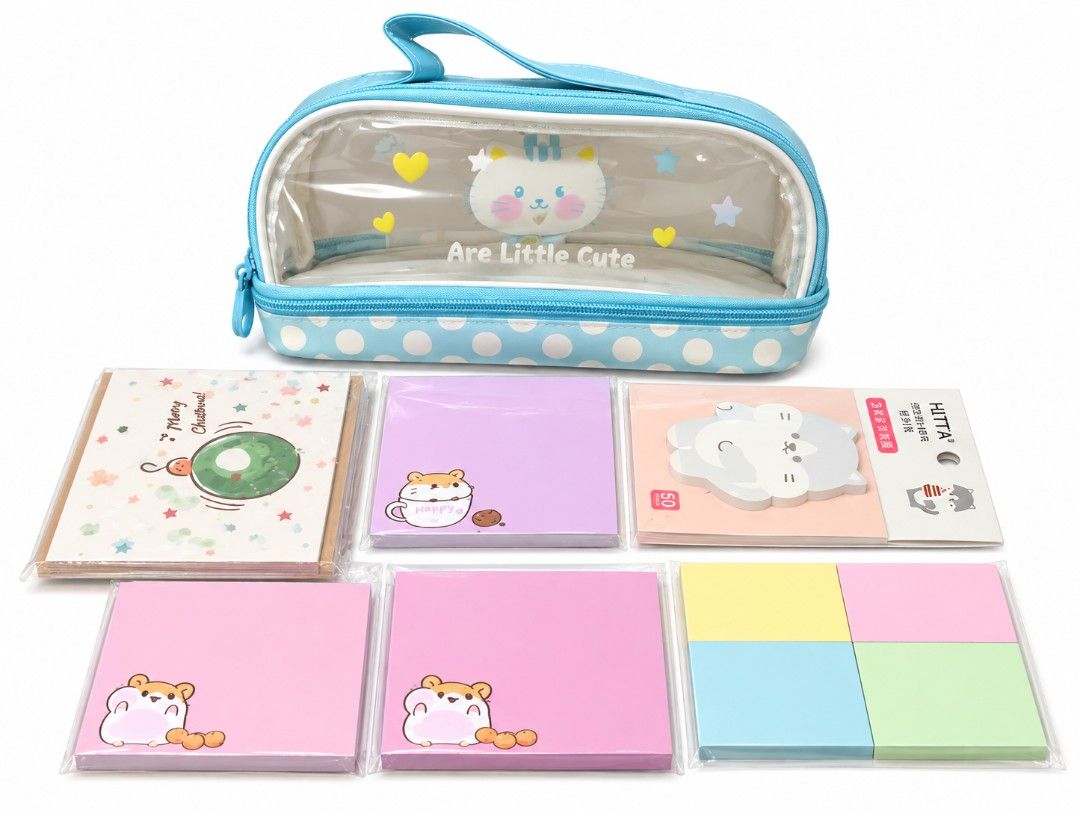 Notepad set (Category: Stationery & School Supplies) located in Kuala Lumpur. Submitted by wendy.2dea98 (Listing ID 1461714581, Image 1). Description: 1 blue pencil case 3 square sticky notes 1 cartoon sticky notes 4 small square sticky notes 1 set empty Christmas cards.