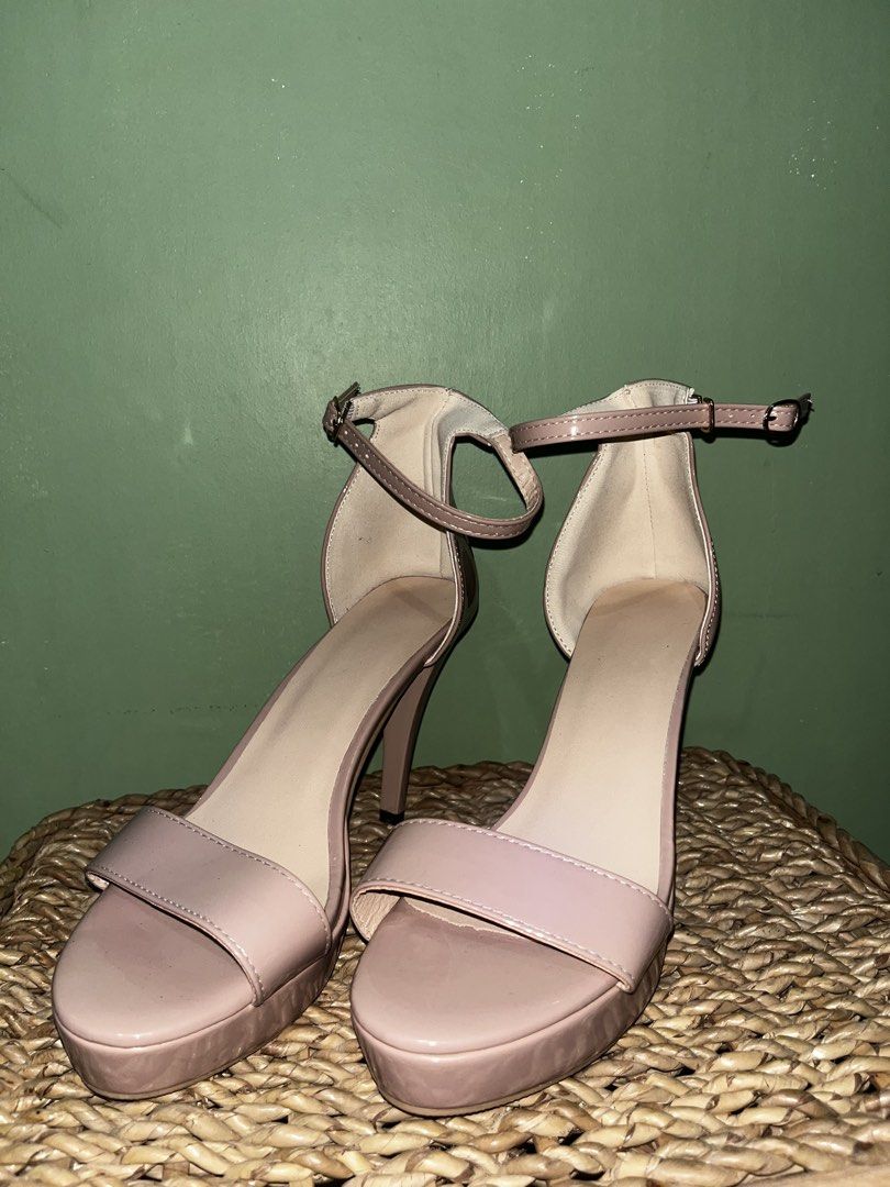 Nude Platform Ankle Strap Heels (Category: Heels) located in Manila. Submitted by myth.rifts (Listing ID 1461783835, Image 2). Description: - Heel height: approximately 4inches - Platform height: approximately 1 inch - Size 40.