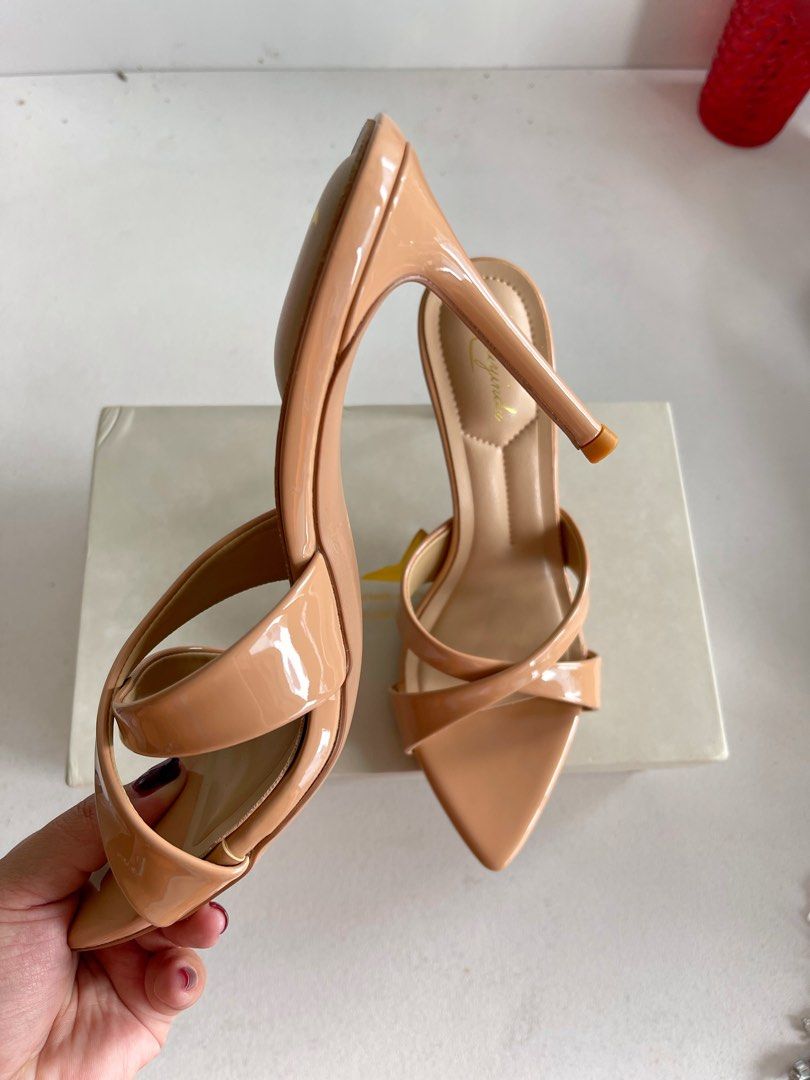 Nude Strappy Pointed Toe Heels (Category: Heels) located in Manila. Submitted by marcxxx (Listing ID 1461686911, Image 2). Description: - Nude patent heels - Size 38 - Criss-cross strap design - Pointed toe - Comfortable padded insole - Easy slip-on style - Moderate heel height - Versatile for dressing up or down - brand new complete with box and dust bag per shoe - purchase price is 7k in China.