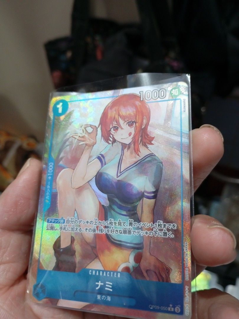 One piece card game op09 050 娜美 異圖 （分類：原色卡片）位於 Hong Kong。 由 joechan19896717 提交（商品編號 1461781833，圖片 3）。簡介： 九成新 面交只限（滿$50以上) 19:30 油塘站 包平郵,收 payme /支付寶hk 可順豐到付。