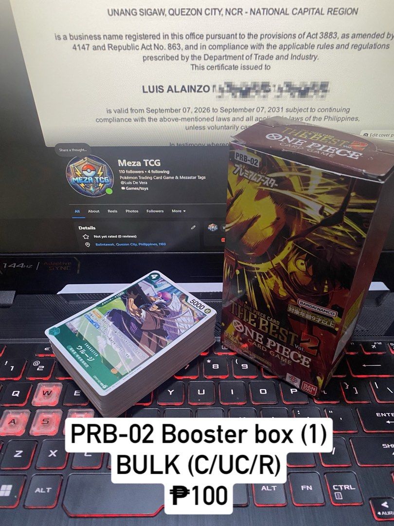One piece TCG, Bulk from Booster Boxes (Category: Raw Singles) located in Manila. Submitted by luis_alainzo (Listing ID 1461757462, Image 3). Description: Selling each box, 100 each Negotiable if take all.
