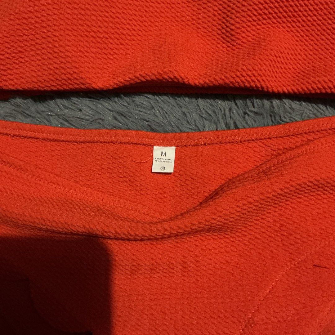 Orange Scalloped One-Shoulder Bikini Set (Category: Bikinis & Swimsuits) located in Bulacan. Submitted by toogoodtobegarbage (Listing ID 1461698608, Image 2). Description: - Orange bikini set - One-shoulder top with scalloped edges - Matching bottoms with scalloped trim - Textured fabric - Size: Medium (M) - Ideal for beach or pool days - no flaws/ stains.