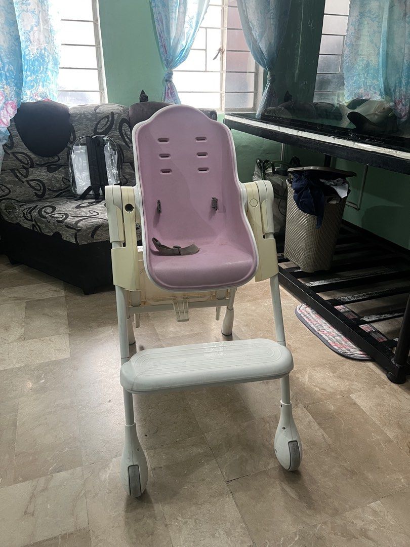 Oribel Cocoon High Chair Pink (Category: Baby High Chairs) located in Quezon City. Submitted by charlenedv58782 (Listing ID 1461796378, Image 1). Description: - Oribel high chair in pink - Detachable tray included ( tray liner is missing) - Reclining seat for comfort - Adjustable footrest - Front wheels for easy maneuverability - Ideal for feeding your baby - known and seen scuffs from normal use.